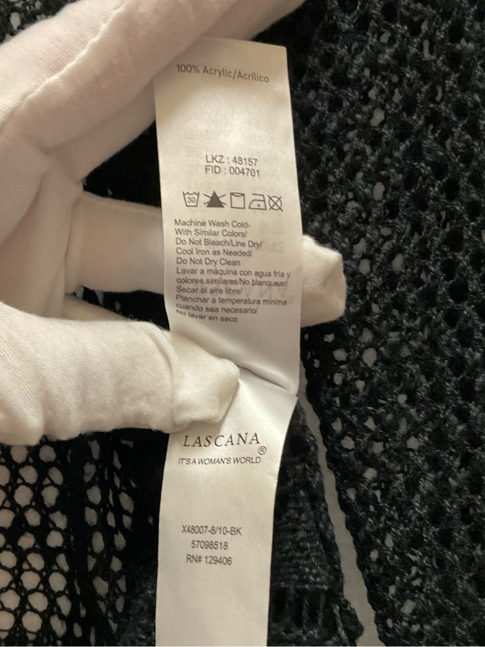 LASCANA Black Open-Weave Women's Cardigan - Picture 4 of 5